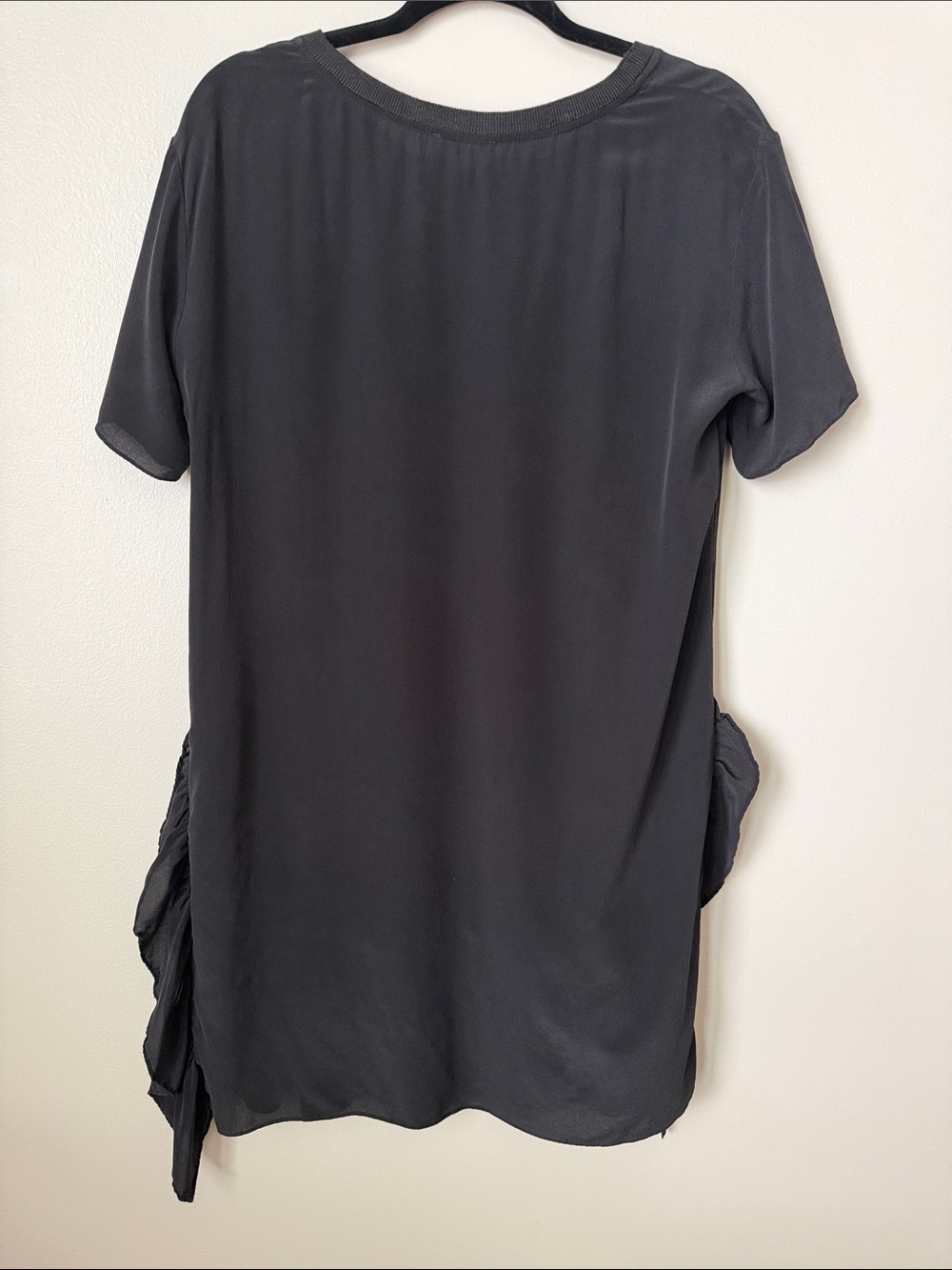 Layered Ruffle-Hem Mini Dress in Black - Picture 5 of 6